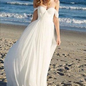 White Chiffon Beach bridal dress